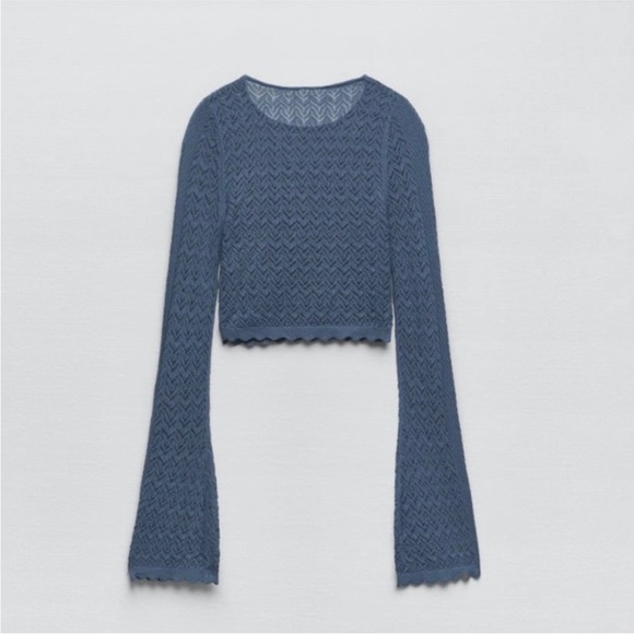 Zara pointelle knit cropped sweater - Picture 7 of 10
